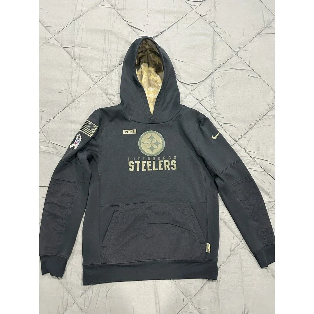 Nike On Field Pittsburgh Steelers Salute To Service Hoodie Military Camo Size L